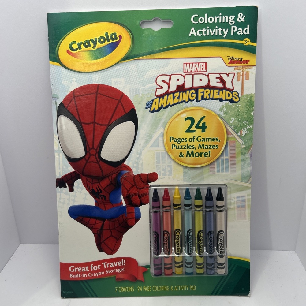 Crayola Marvel Spidey & Friends Coloring Pad, 7 Crayons, 24 Pages, Multicolor